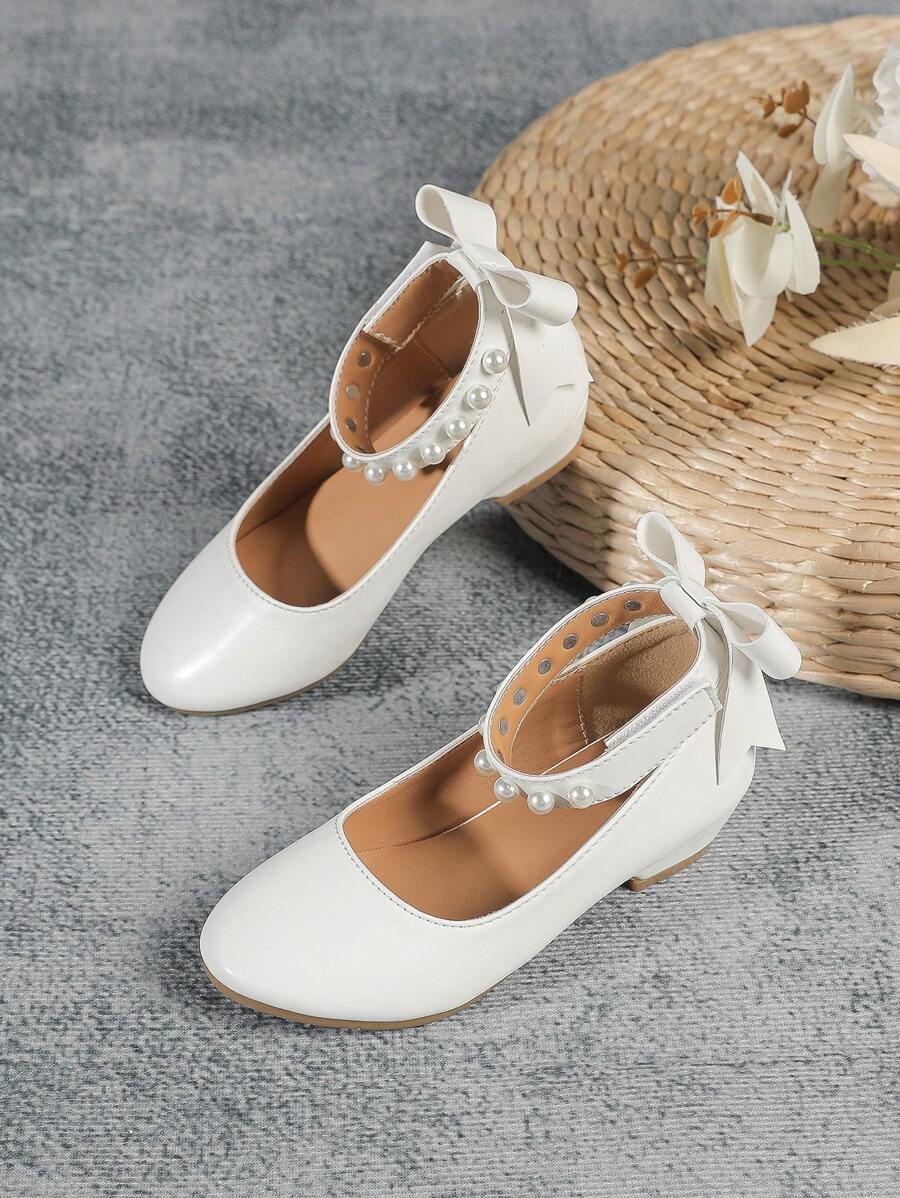 Children's Elegant Pearl Decor Flat Shoes