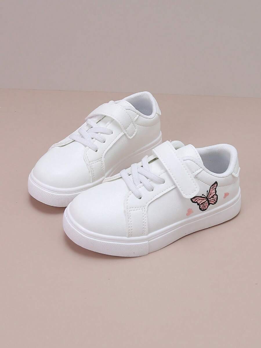 Kindermodische Schmetterlingsbestickte Sportliche Turnschuhe, Weiße Freizeitschuhe
