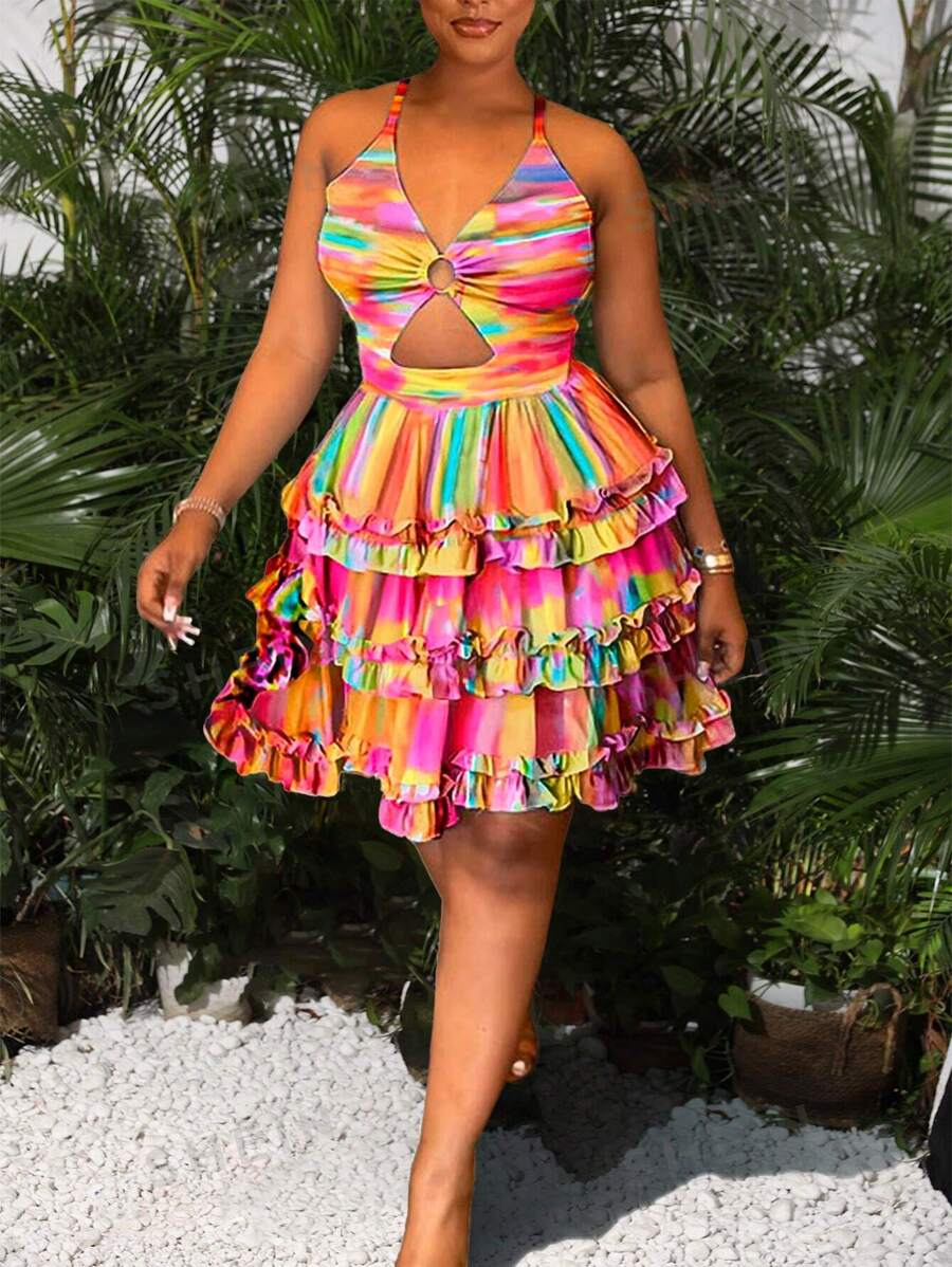 Slaydiva Vestido De Tirantes Con Estampado Floral De Vacaciones