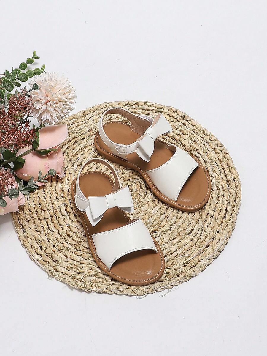 Summer Girls' Casual Chic Bowknot Beach Shoes In White