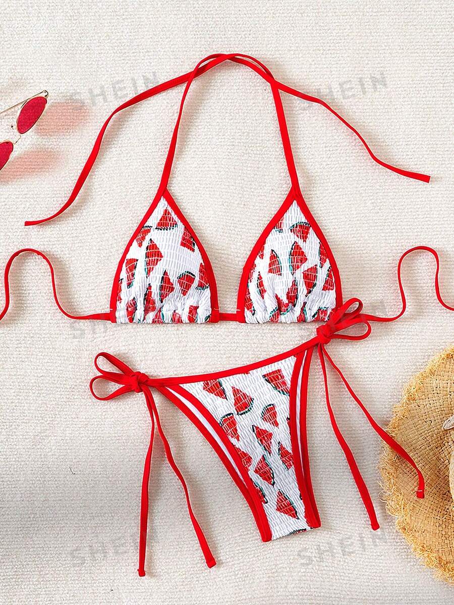 Shein Swim Conjunto De Bikini Para Mujer Con Sujetador Y Bottom Conjunto De Bikini De Atar Al