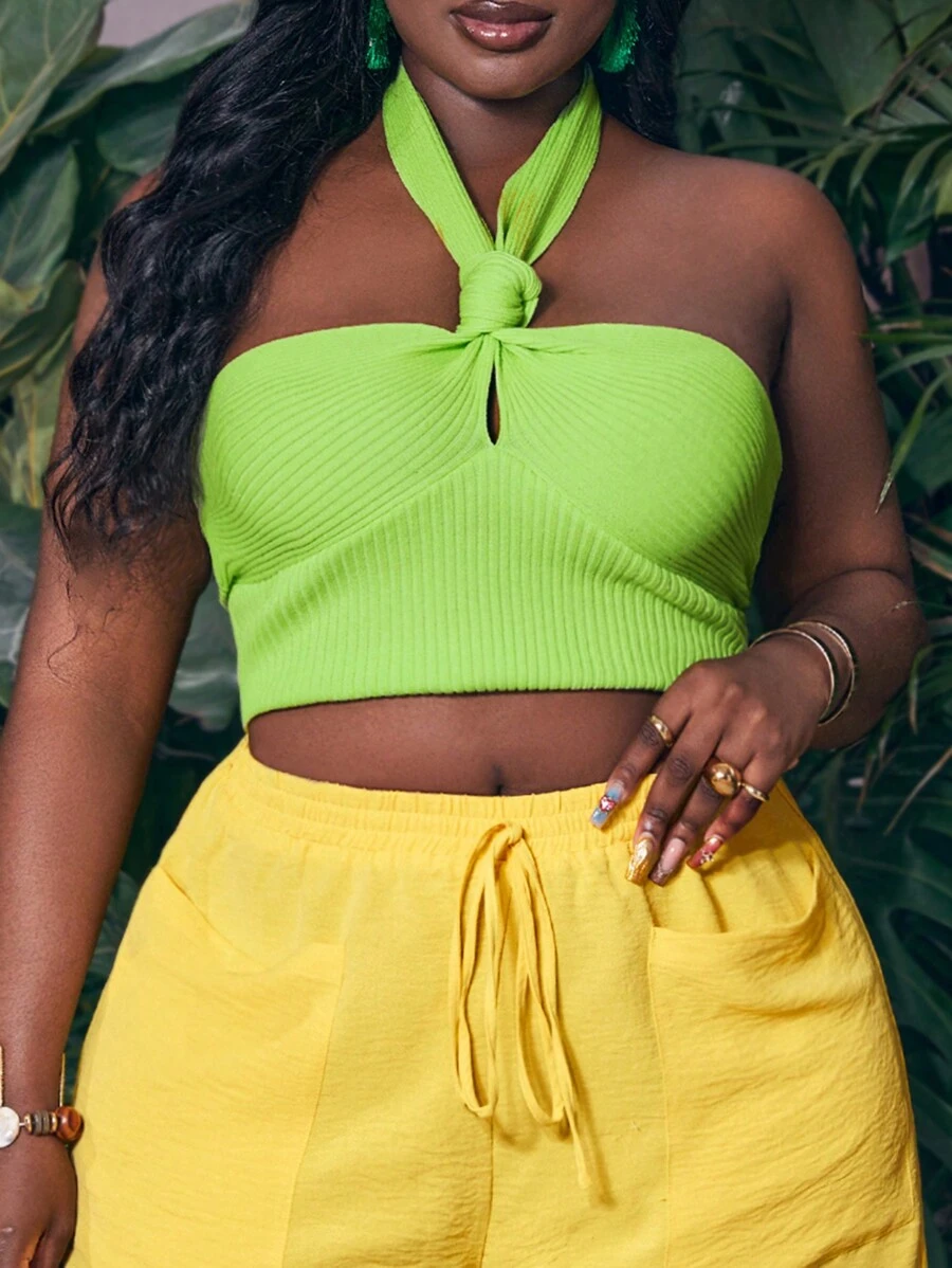 Slaydiva Top De Punto Slim Con Correa De Lana Para Mujeres De Talla Grande Para Vacaciones Y Ocio
