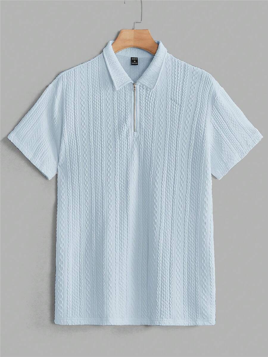 NEON BLANC Polo a maniche corte in maglia tinta unita, casual, essenziale per lo streetwear da uomo