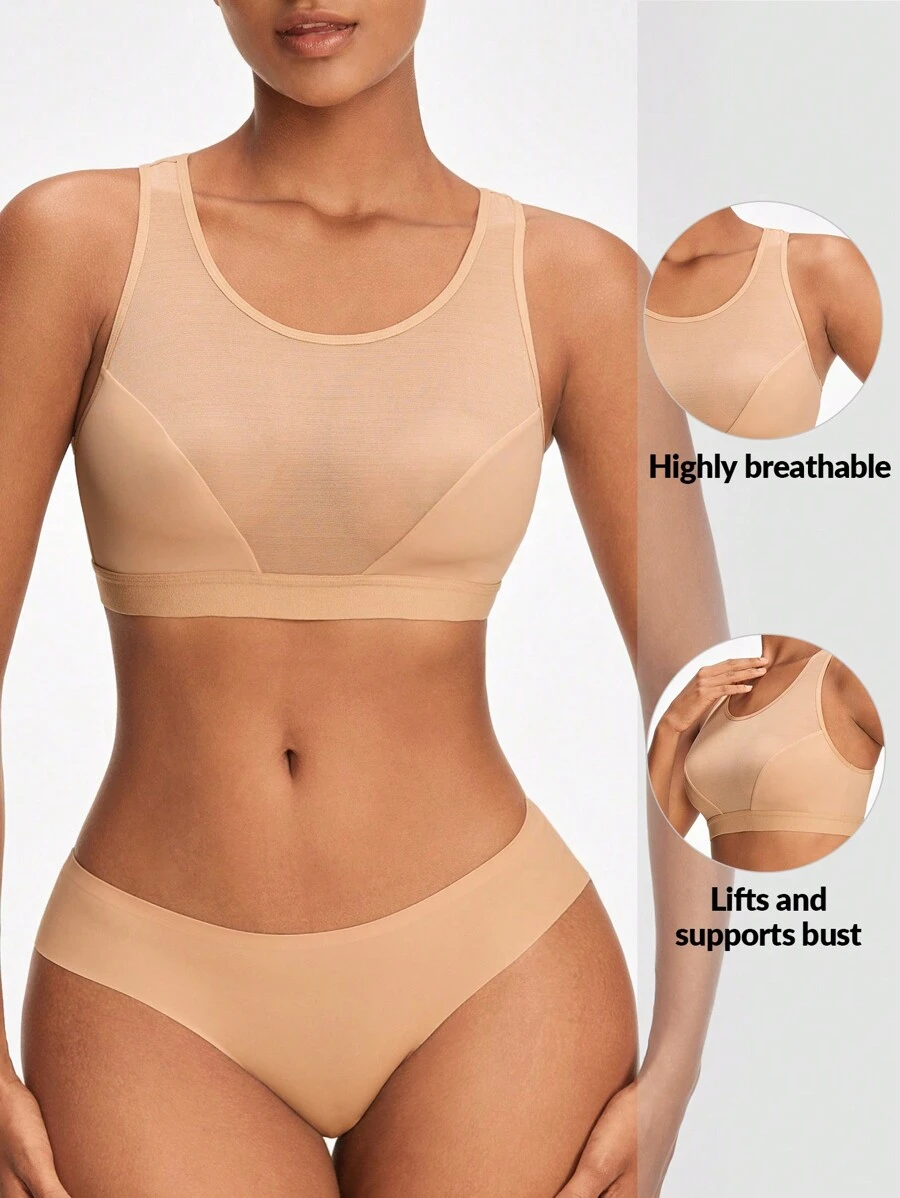 SHEIN Shape 1pc Women's Solid Color Hollow Out Back Shape-Wear Tank Top