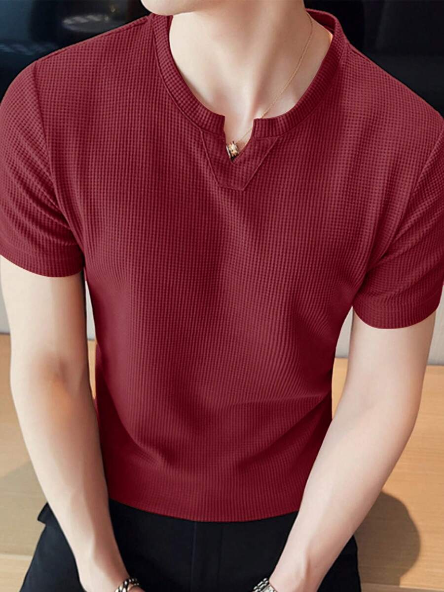 Manfinity Homme Men's Solid Color Texture Fabric T-Shirt