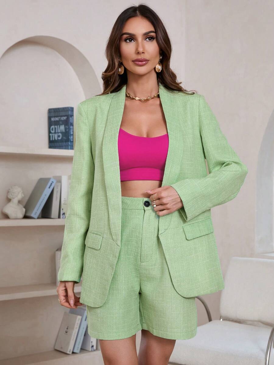 Aveloria Women's Shawl Collar Long Sleeve Blazer Jacket And Shorts Set