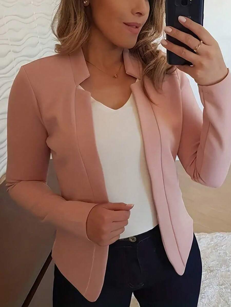 INAWLY Ladies' Solid Color Regular Open-Front Jacket