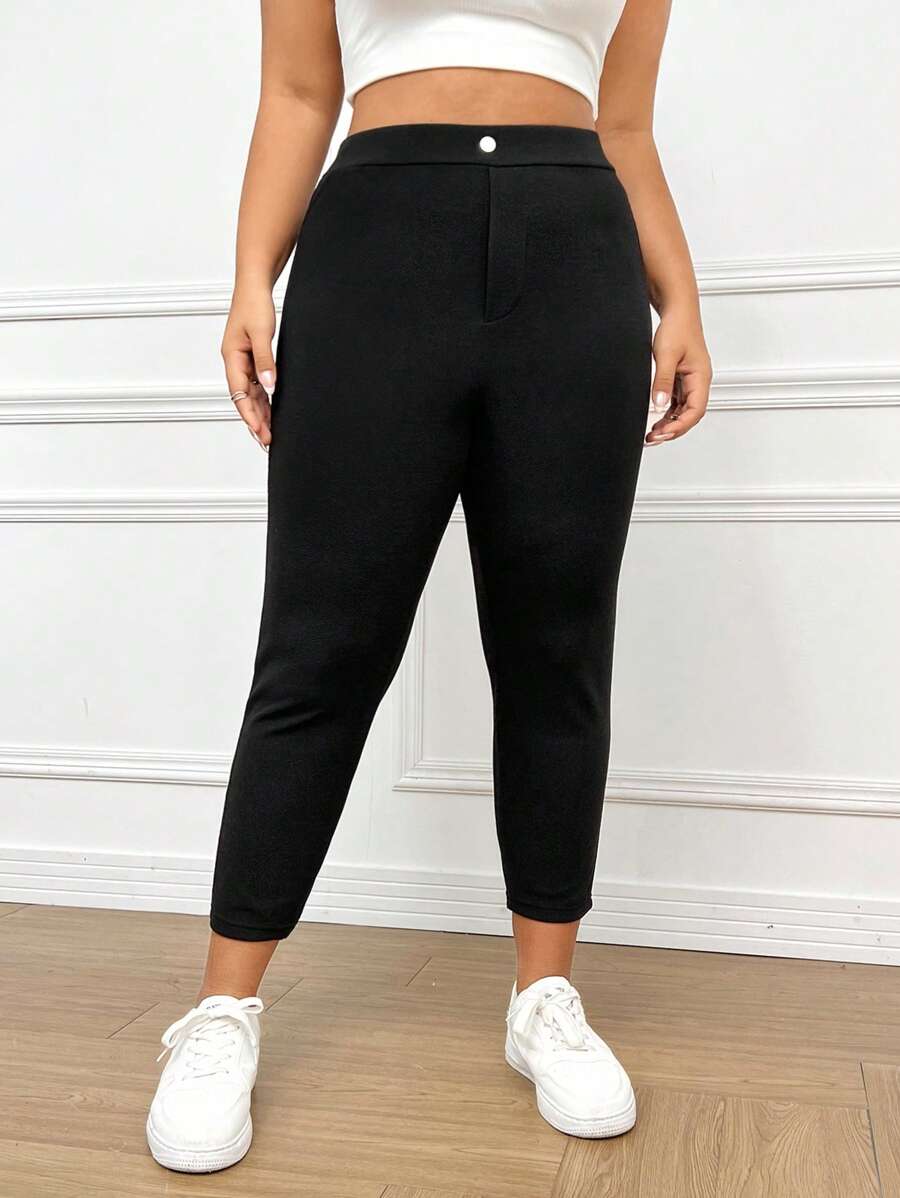 SHEIN EZwear Plus Size Stretch Tight Versatile Cropped Pants