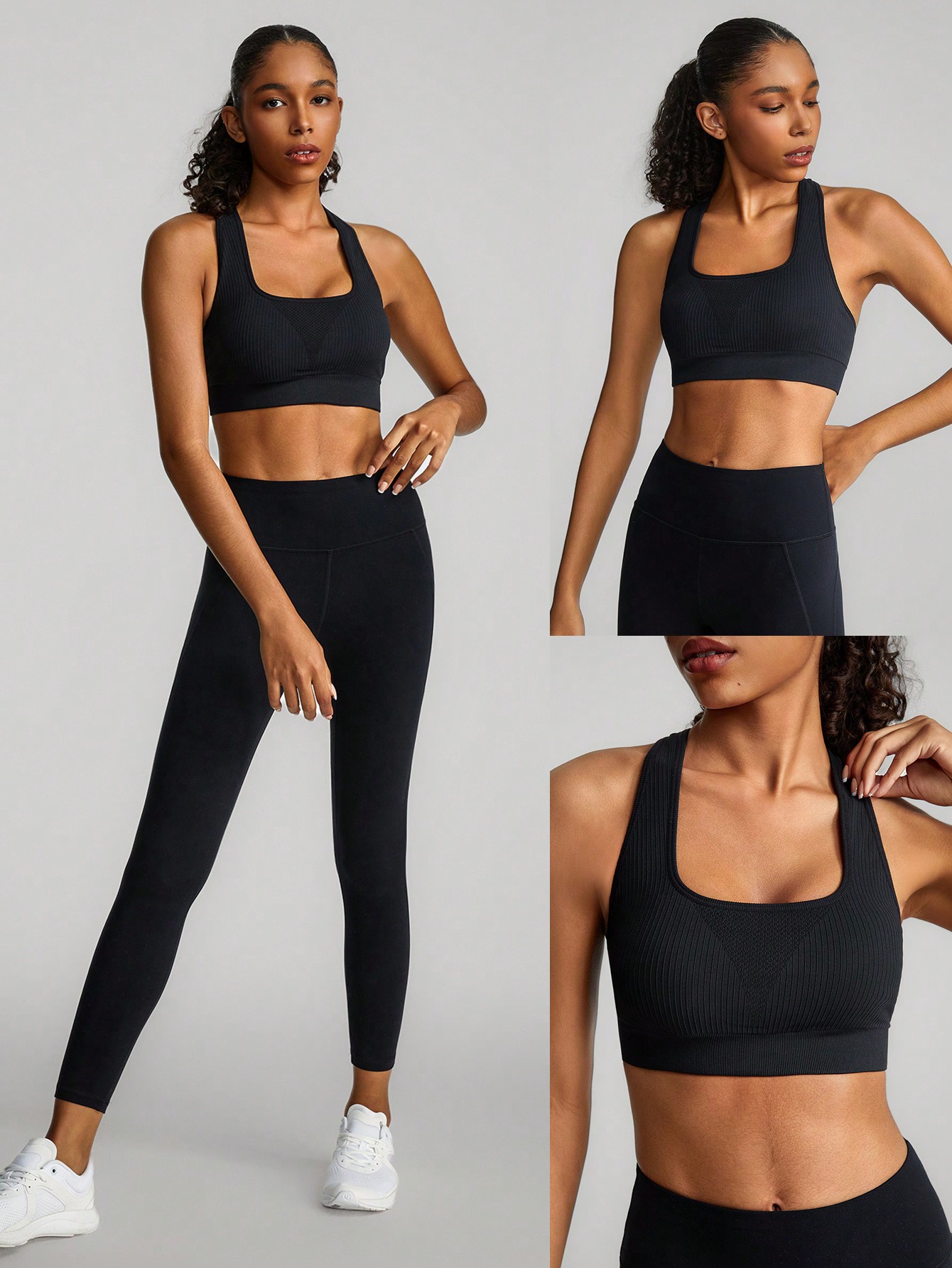 スポーツブラ ラウンドネック レーサーバック ハイウエスト ブラ