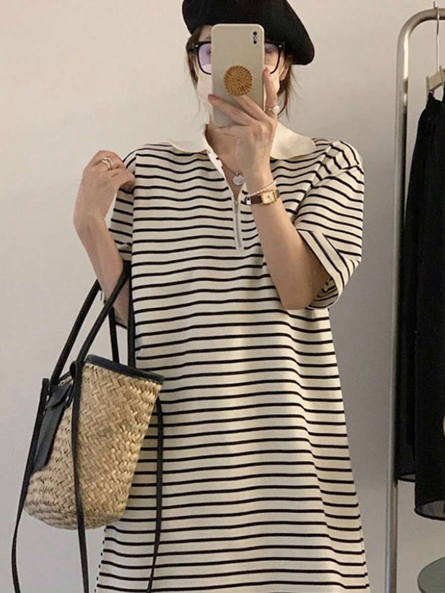 DAZY Women's Striped Loose Casual Dress Sundress