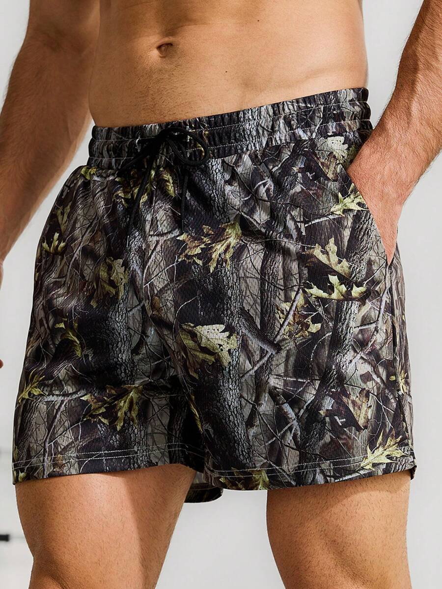 Manfinity Sport Corelite Heren All-Over Printed Drawstring Sports Shorts Camo Shortsglowmode Shortmen Boxersboxers voor herenheren zwembroeken