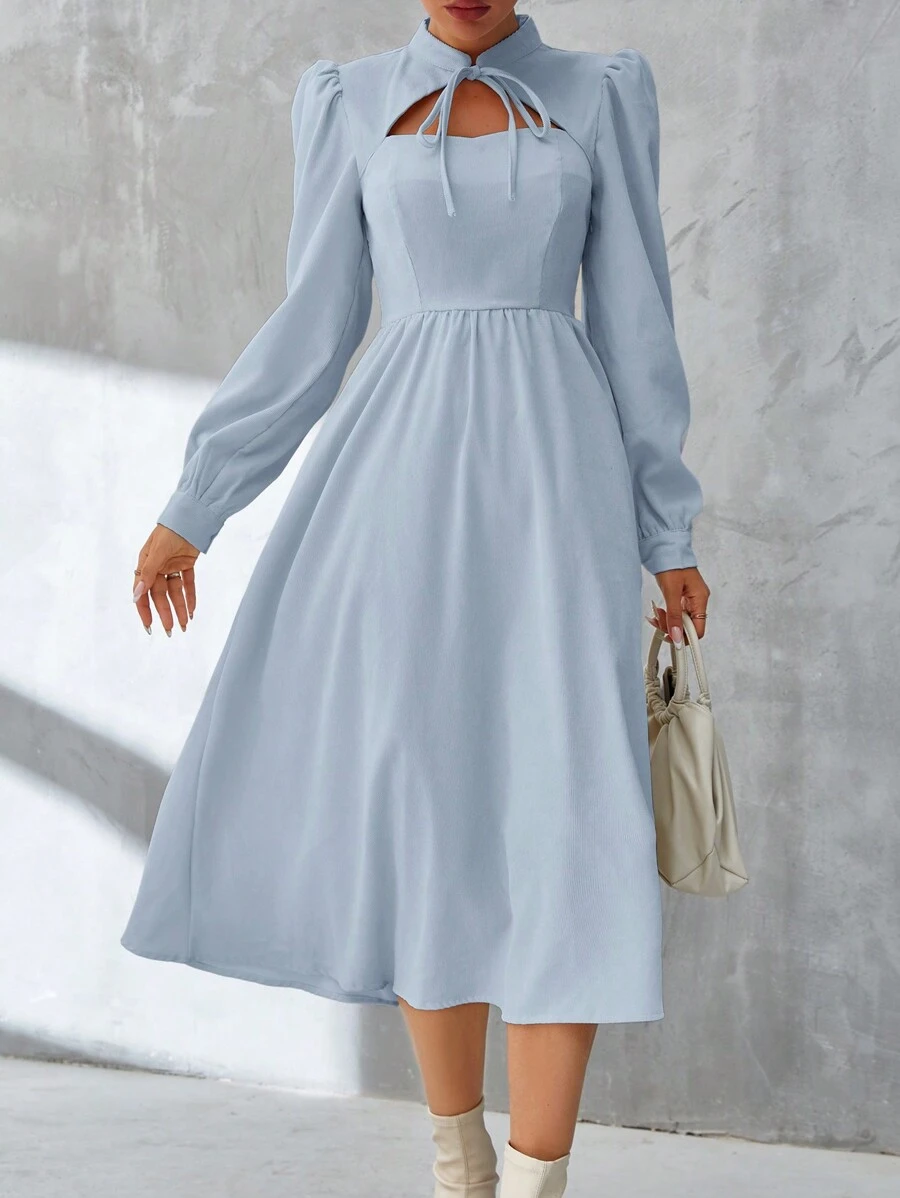 SHEIN Privé Women's Fashion Solid Color Long Sleeve Dress