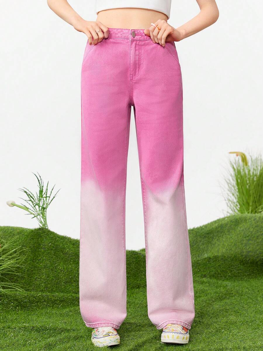 SHEINNeu Ladies' Gradient Straight-Leg Jean