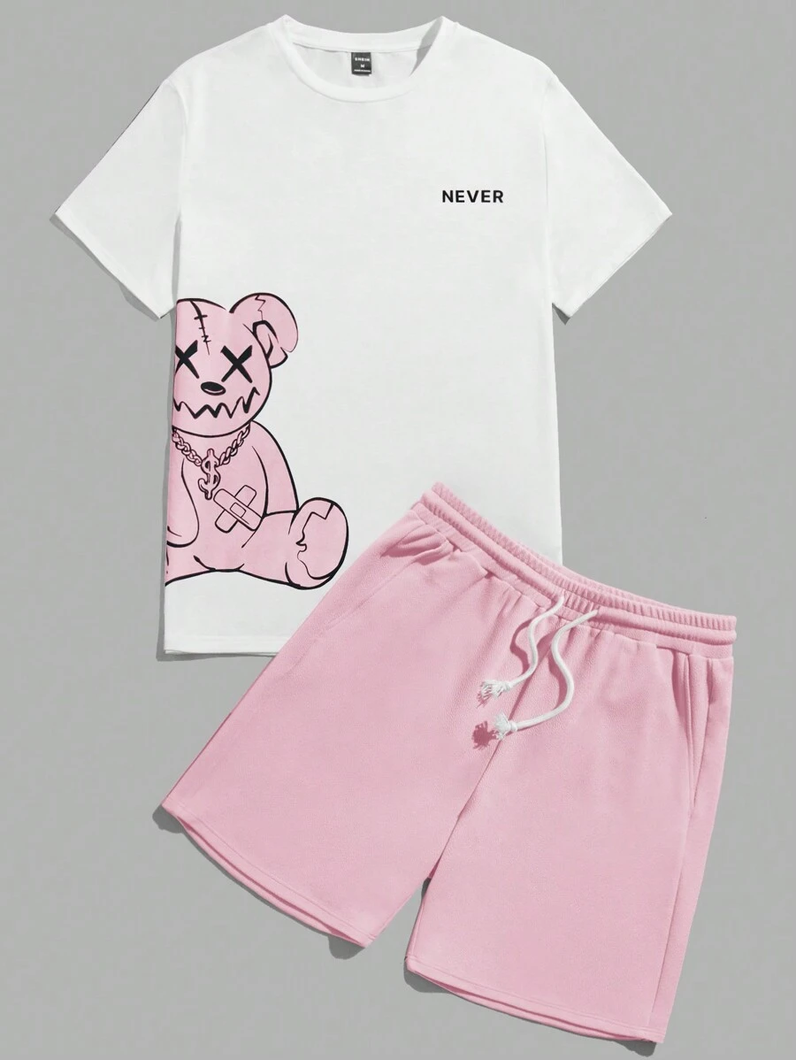 Manfinity VCAY Conjunto informal de dos piezas de punto estampado para hombres