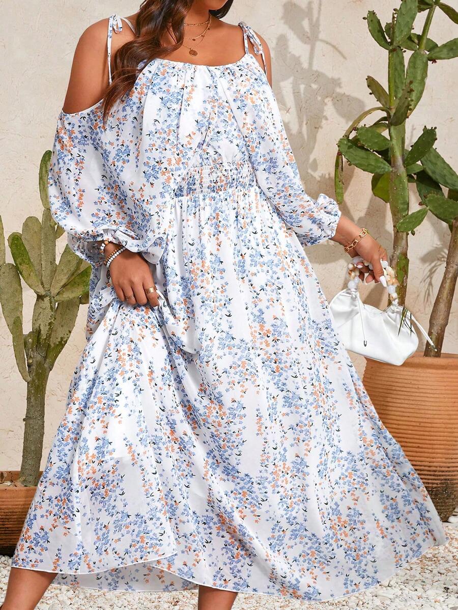 Breezaya Off-Shoulder Floral Print Cami Sundress Maxi Women Outfit