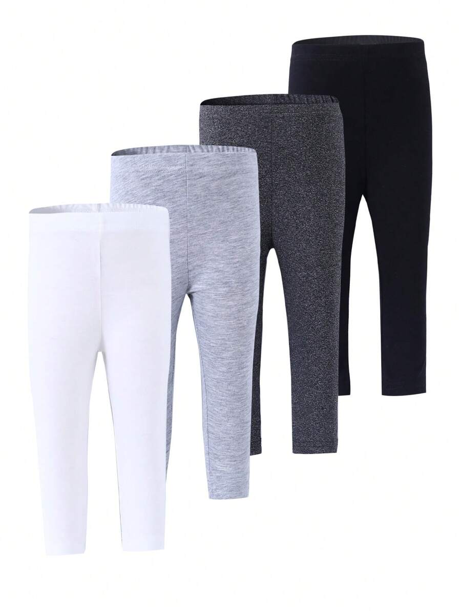 4pcs Baby Girl Elastic Waist Leggings Set