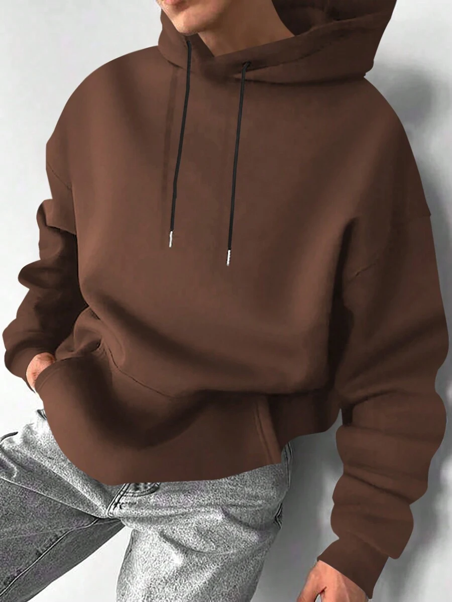 Manfinity Homme Men's Solid Color Hooded Sweatshirt With Drawstring