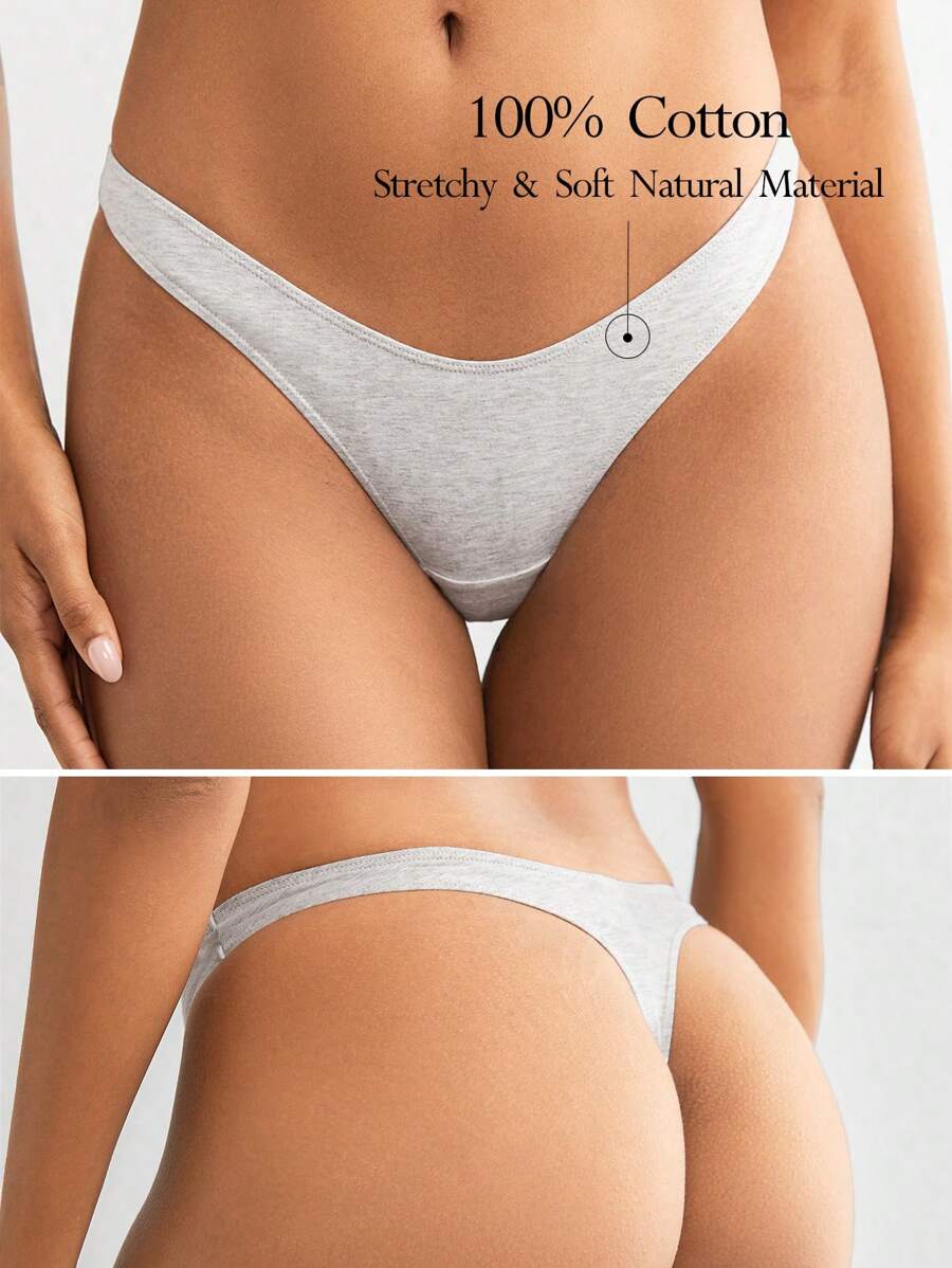 Ocili Ocili Tanga de cintura baja de algodón natural cómodo y suave - gris melange