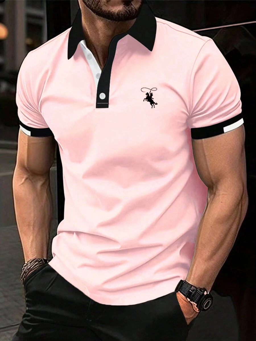 Manfinity Mode Polo Colorata Da Uomo Con Colletto A Risvolto A Blocchi Di Colore