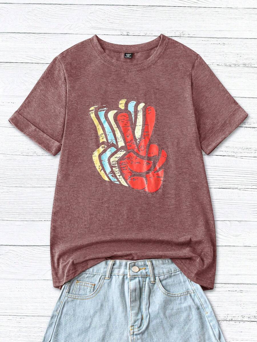 SHEIN LUNE T-shirt casual Plus size à motif coloré et personnalisé