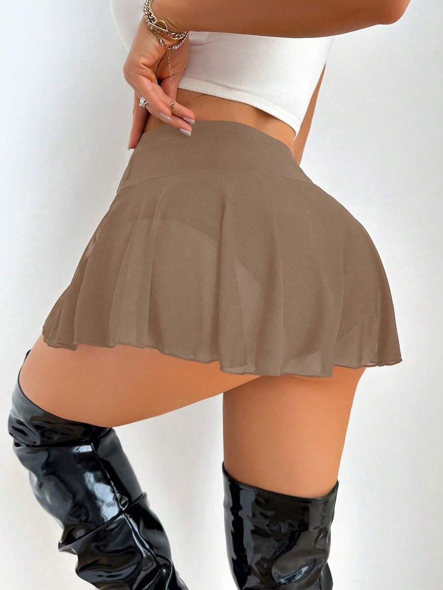 SHEIN SXY Women's Solid Color Skort, Suitable For Summer