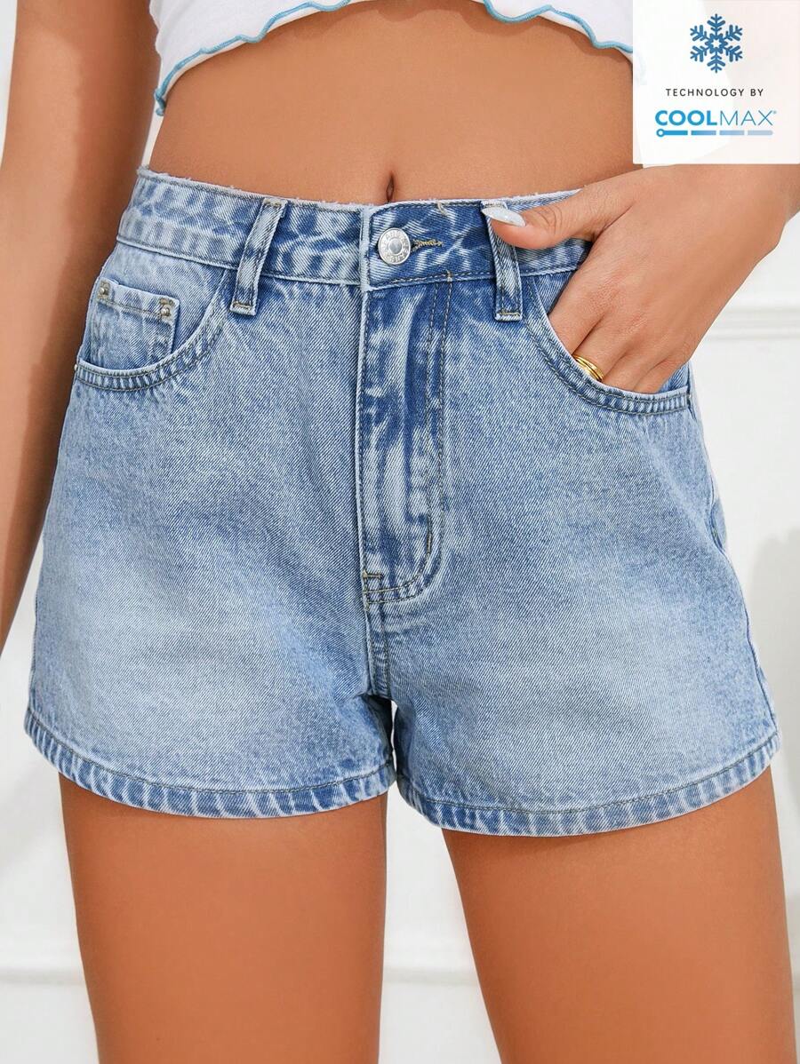 SHEIN Frenchy Women Fashionable Versatile Retro Style Denim Shorts