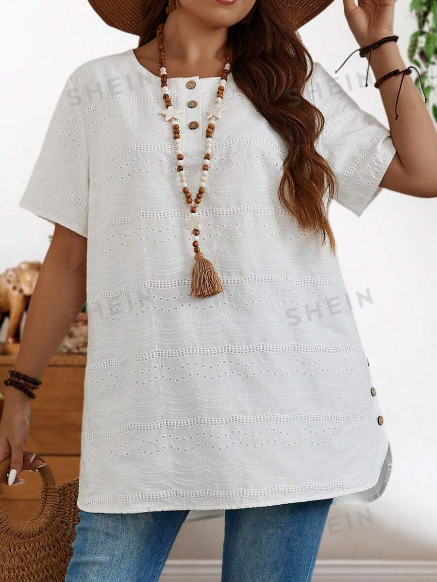 EMERY ROSE Camisa Blanca De Manga Corta Para Mujeres De Talla Grande Para El Verano
