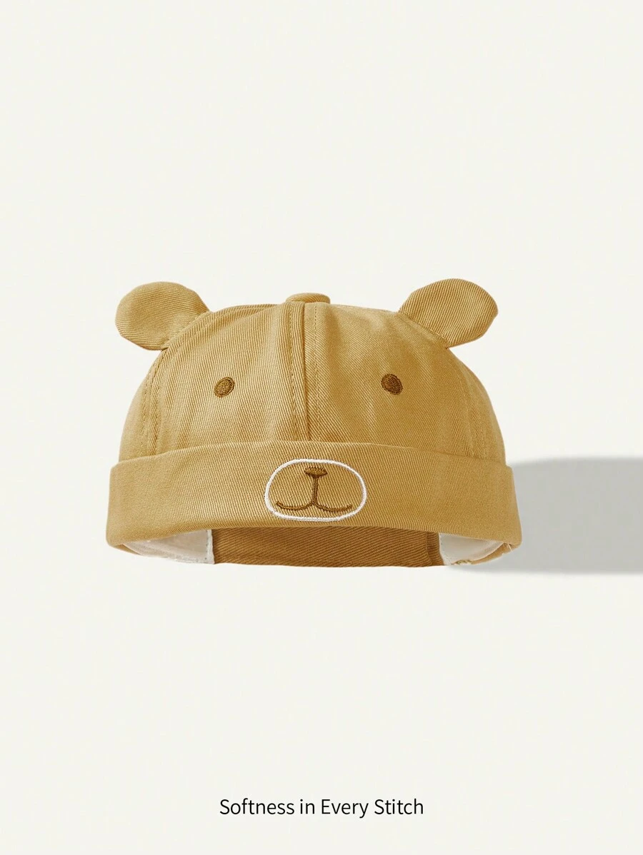SHEIN 1 pieza Gorra con bordado de oso de dibujos animados de pana