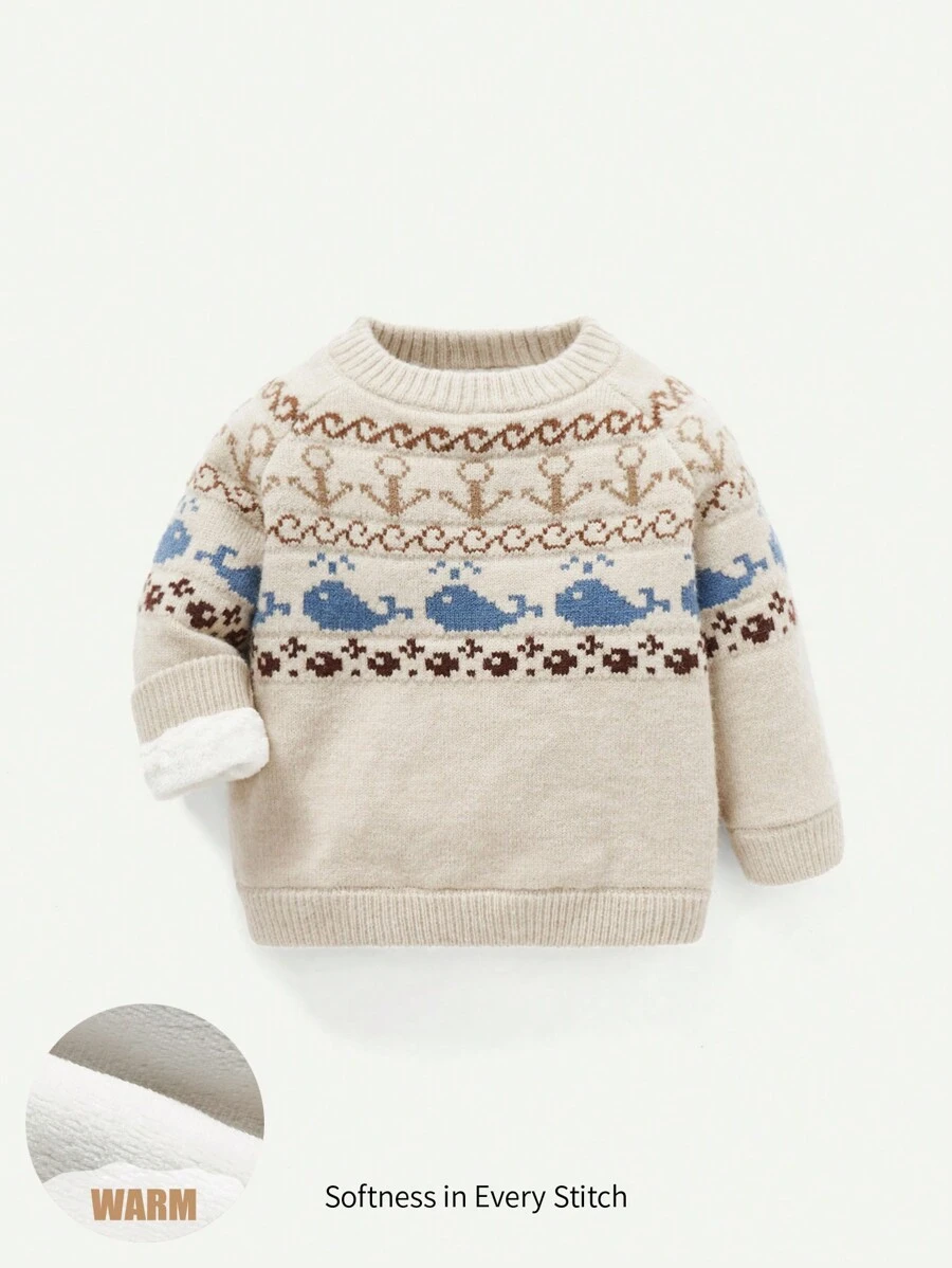Baby Girl Cartoon Graphic Thermal Sweater