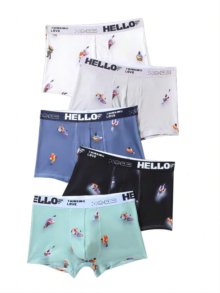 Paquete De 5 Bóxers Para Hombre Con Estampado Digital
