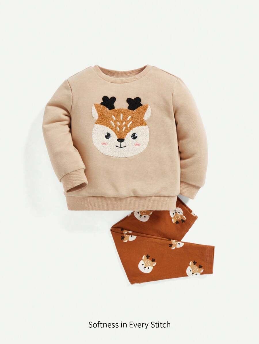 Cozy Pixies Baby Girl Cartoon Graphic Pullover & Leggings, For Christmas