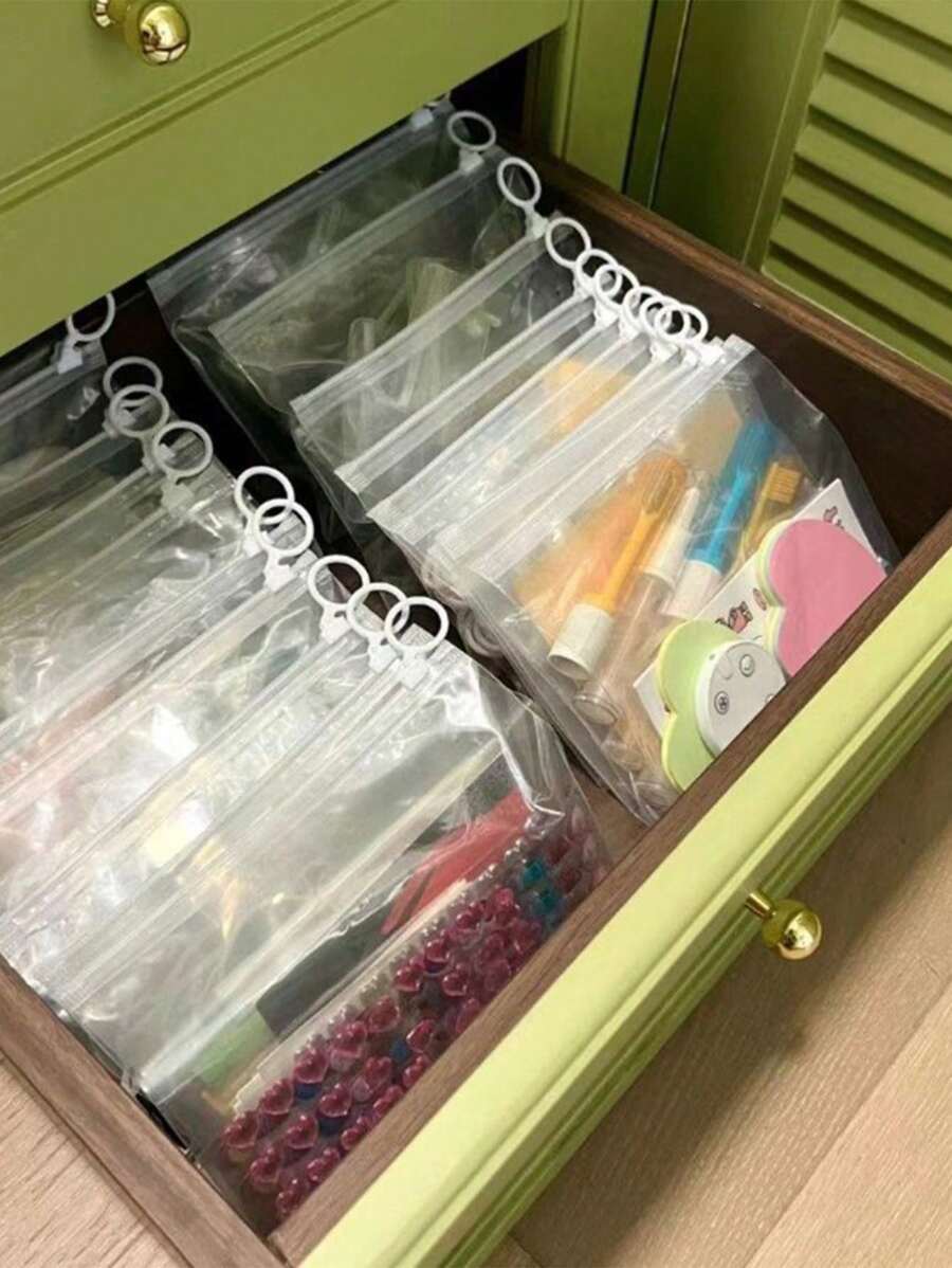 Set de 5/10 piezas Bolsas de almacenamiento transparentes con asa portátil, bolsa cosmética impermeable, mini bolsa de almacenamiento para calcetines, ropa interior y pantalones, bolsa con cierre práctico y gran capacidad para viajar, clasificar y organizar, para volver a la escuela