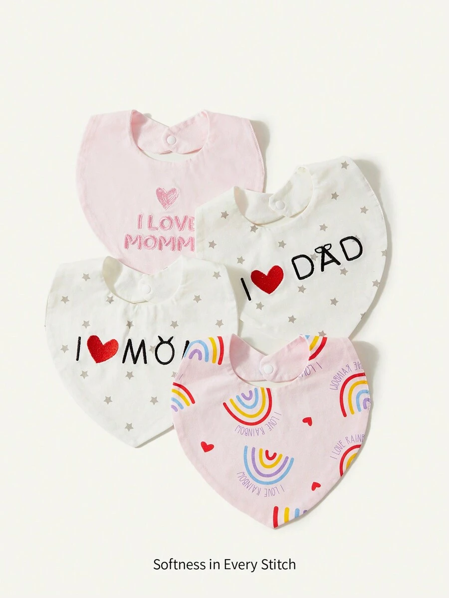 Cozy Pixies Cozy Cub 4pcs Heart Baby Bandana Drool Bibs