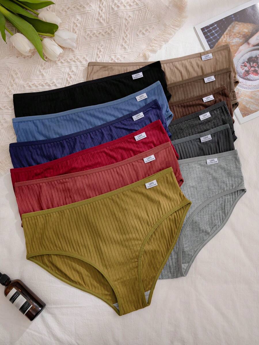 12er Set bequeme Dreiecksunterhose für Damen in Übergröße, einfaches Design