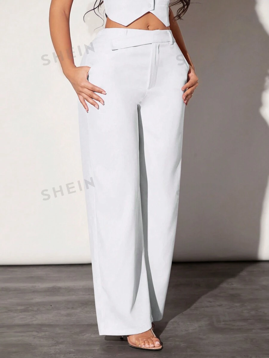SHEIN SXY Pantalones de traje sencillos de color sólido para dama, ideales para uso diario