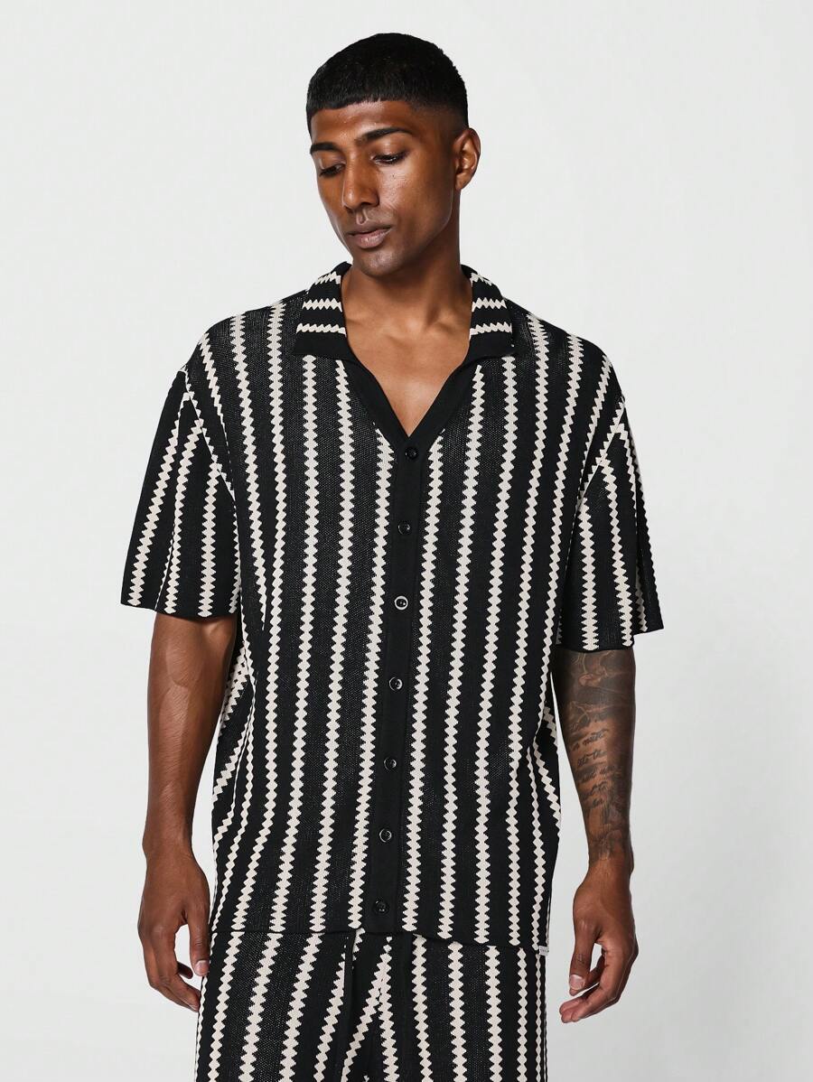 SUMWON Crochet Knit Button Through Shirt