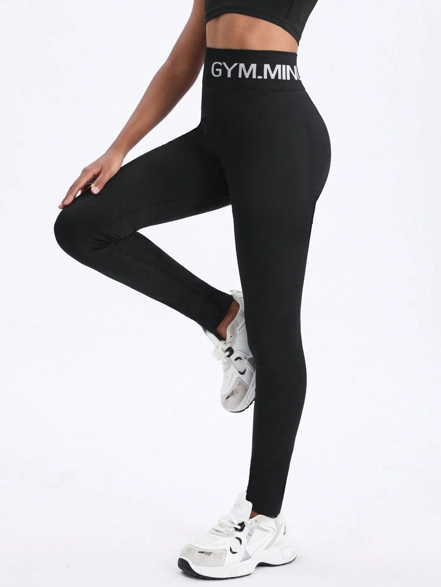 SHEIN Tween Girl Letter Detail Sporty Waistband Sport Pants