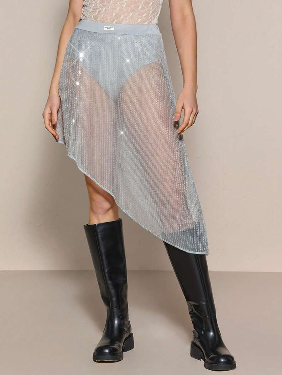 SHEINNeu Zomerjurk met asymmetrische zoom en pailletten voor dames