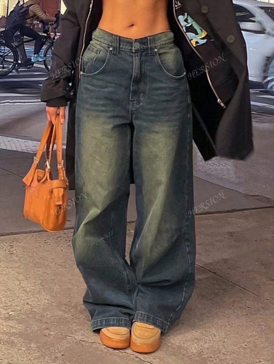 Y2k Streetwear Casual Distressed Baggy Wijde Broek