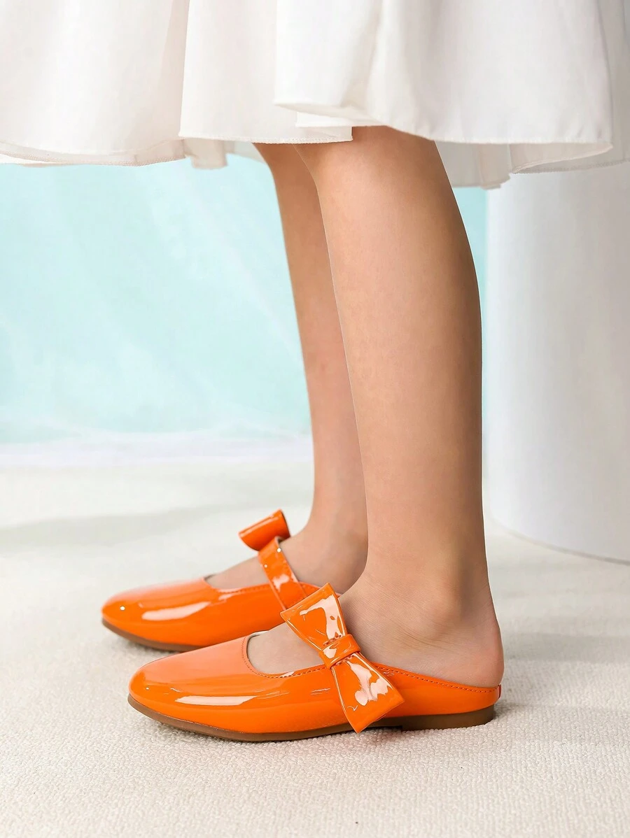 Neue Frühjahrs-/Herbst-Mädchenschuhe in Orange mit Schleifendetail, atmungsaktiv und geeignet für den täglichen Gebrauch sowie Outdoor-Aktivitäten