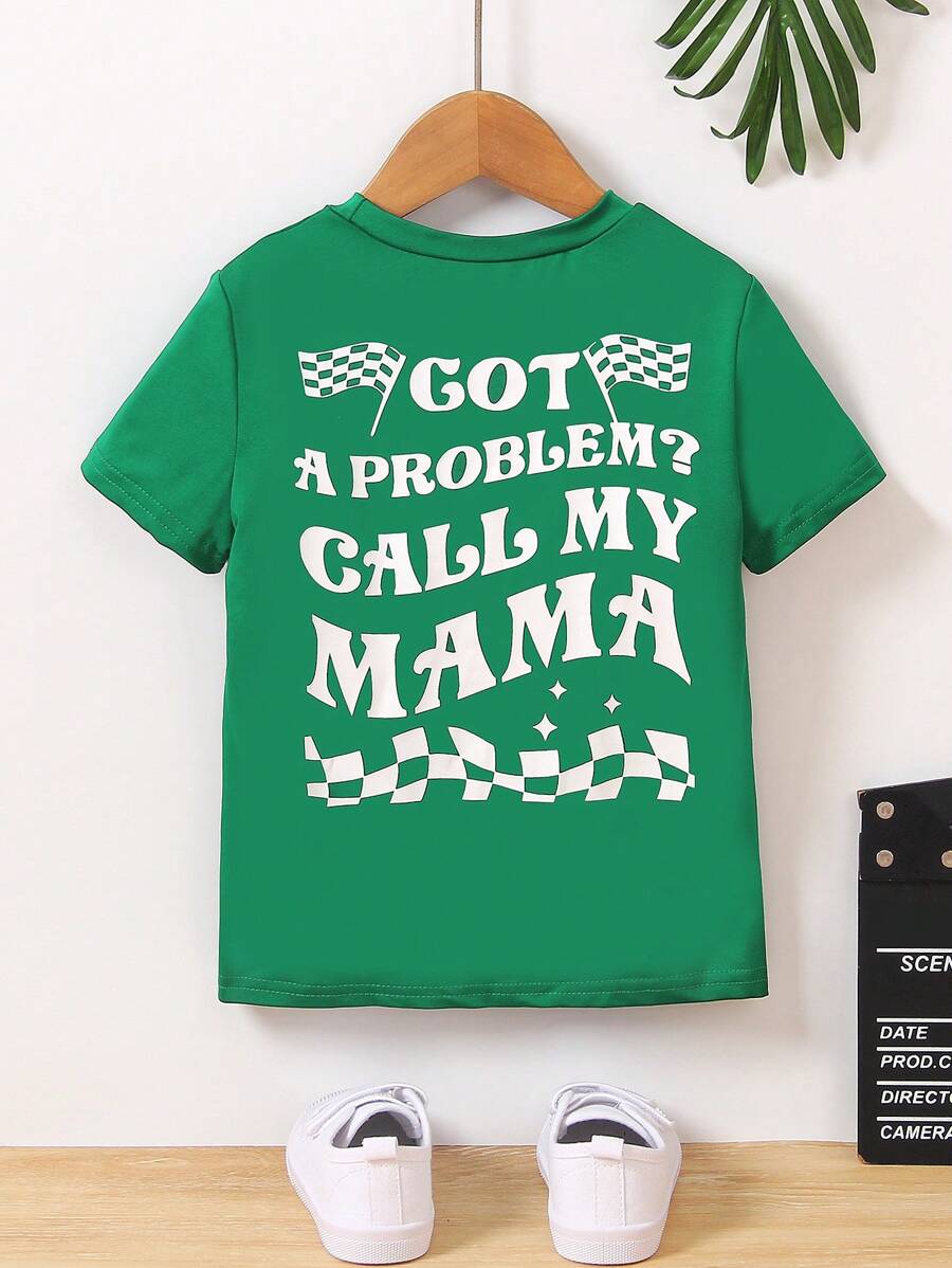 SHEIN Camiseta Jovem de Manga Curta com Estampa Fashion para Menino