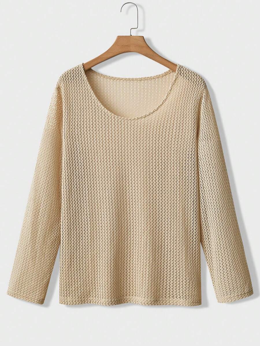 Manfinity Homme Men Solid Color Texture Round Neck Knitted Spring Casual All-Match T-Shirt