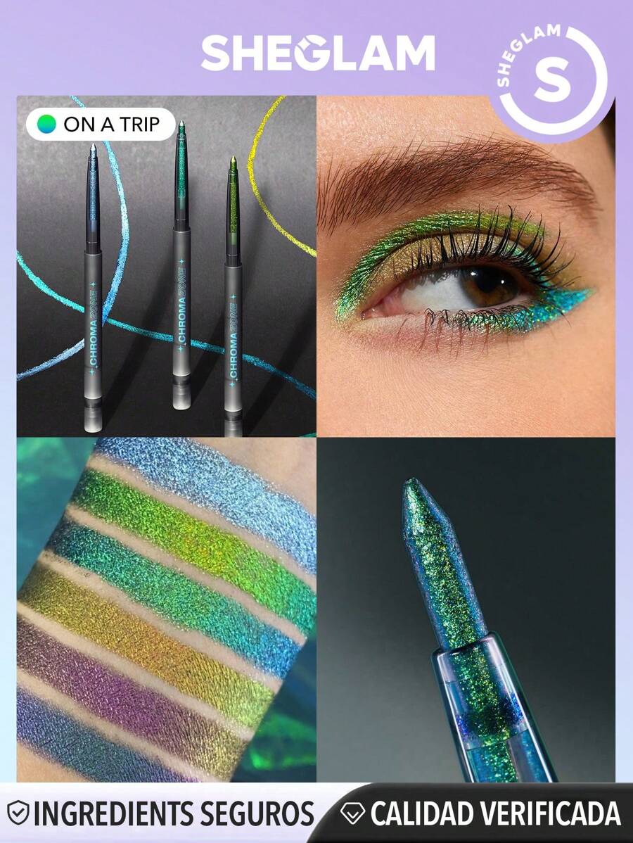 SHEGLAM Delineador En Gel Multicolor Chroma Zone-On A Trip, 3 Colores, Brillante, Ultra Pigmentado, Acabado Muy Brillante, Resistente Al Agua Y Al Sudor, No Se Mancha, Delineador Suave Multiusos Verde, Para Fiestas NavideñAs Y GraduacióN CumpleañOs Vacaciones Verano OtoñO Y2K Elegante Moda Mujeres NiñAs Maquillaje CosméTico Belleza Fiesta Playa Viaje Camping Aire Libre Escuela Campus ExcursióN Festivales DecoracióN Regalo Presente Rosa Chica Cosplay Mejor Color Encanto Vibra