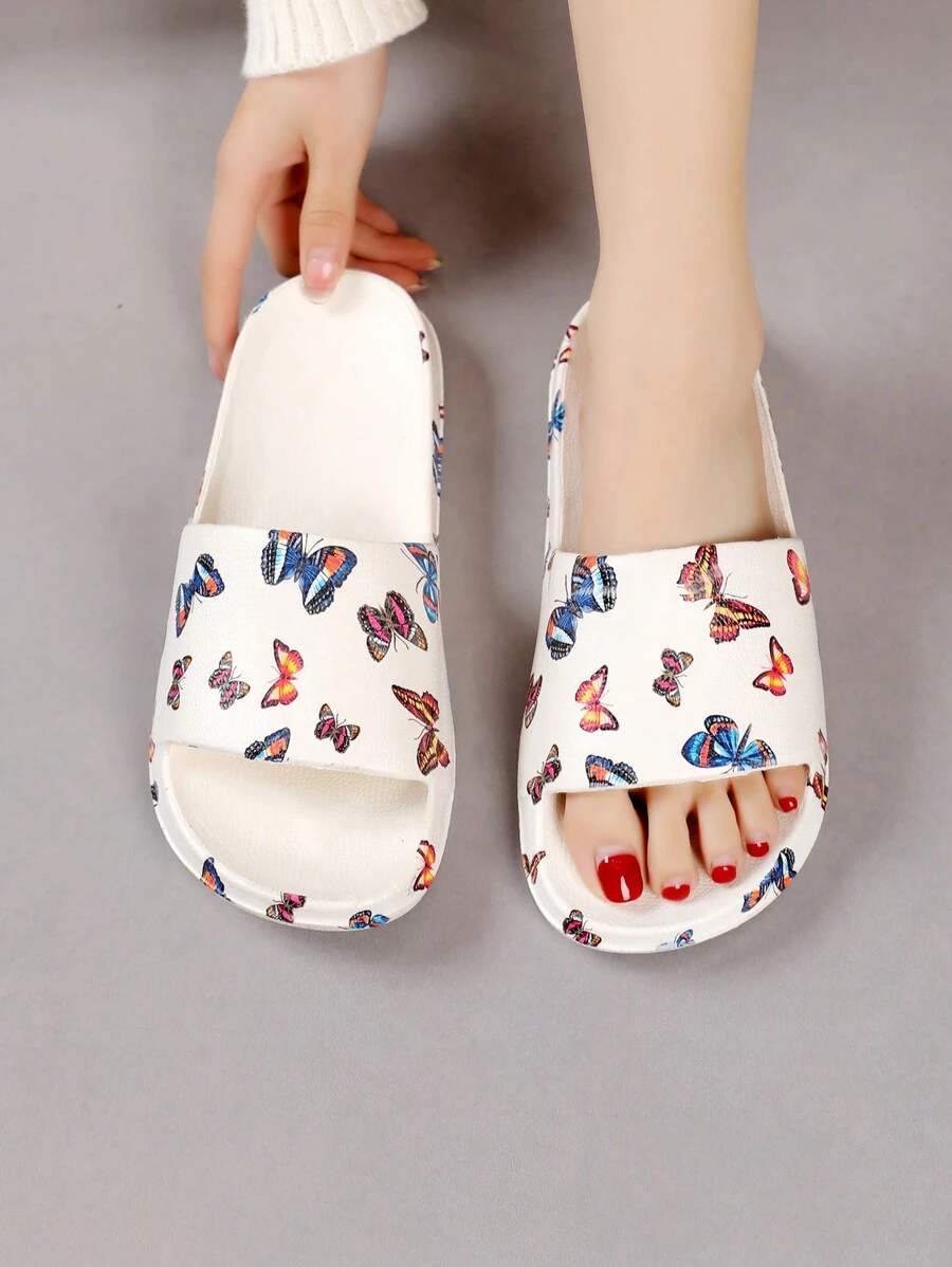Fashionable Graffiti Slippers For Women, Summer Wear 2024 New Style Dissolving Thick-Soled, Versatile, Height-Enhancing And Ins Open-Toe Slides