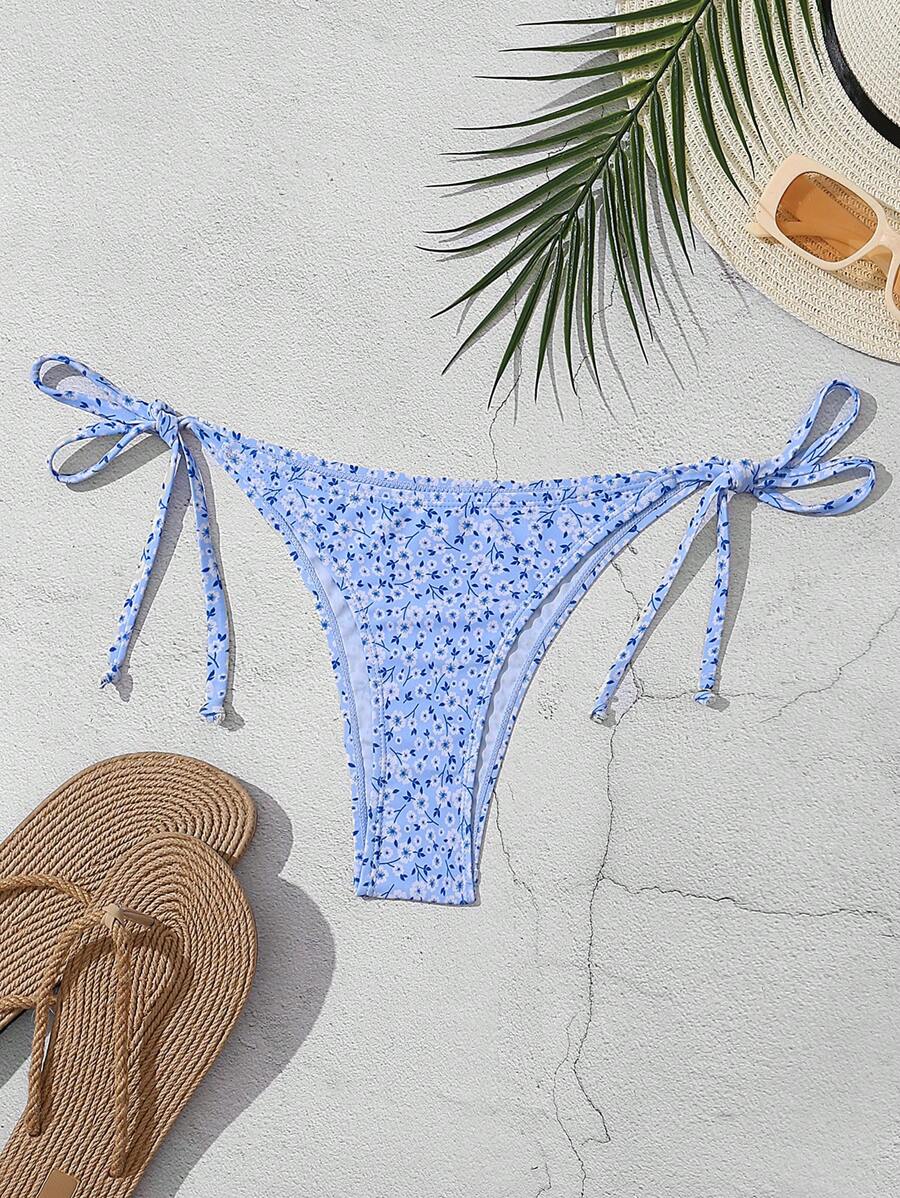 SHEIN Swim Women Floral Print Bikini Bottom For Beach Vacation,Summer Beach