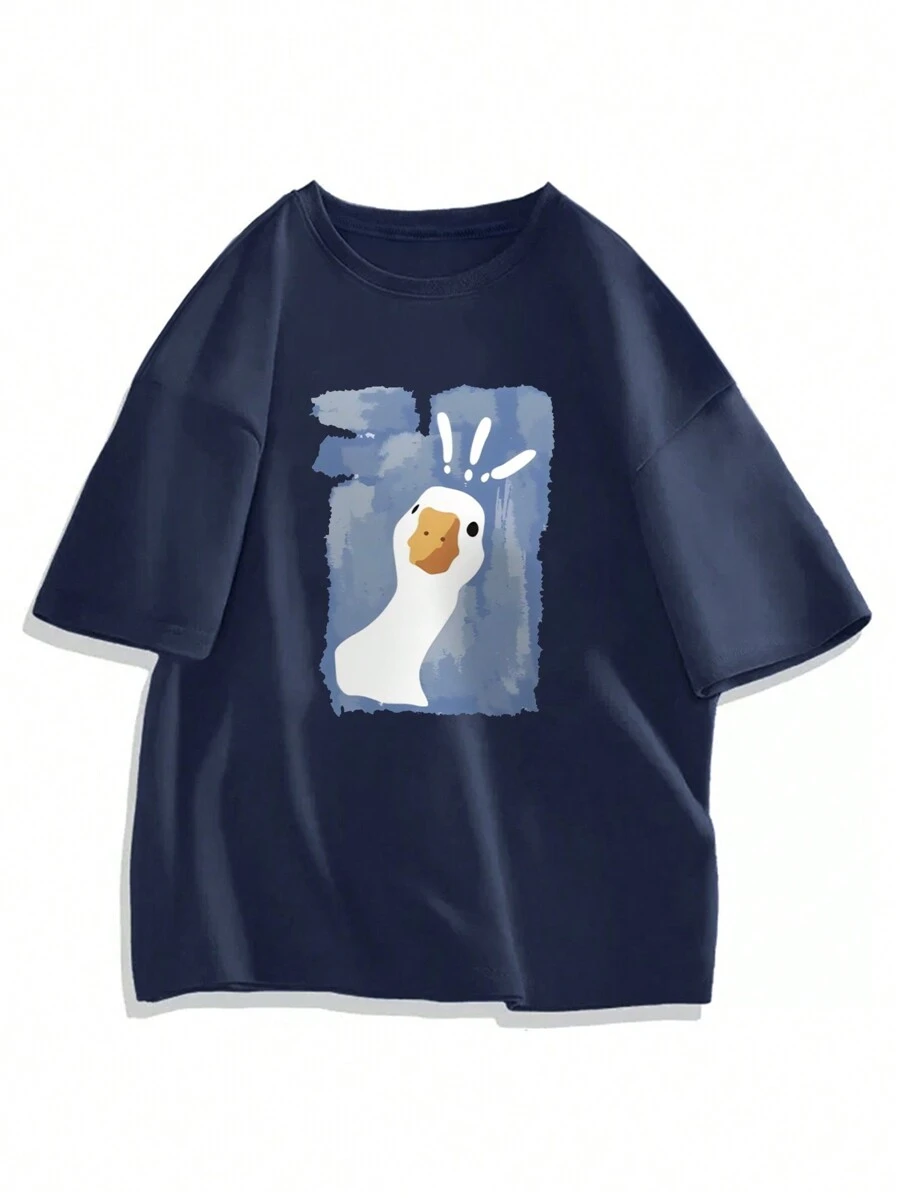 2025 Herren Enten-Muster Rundhals Kurzarm Lässig T-Shirt, Sommer