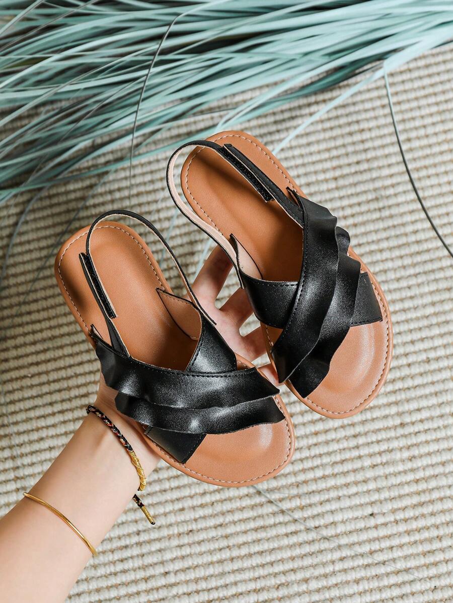 Summer Outdoor White Breathable Sandals For Girls, Comfortable Soft Bottom Fashionable Flat Shoes