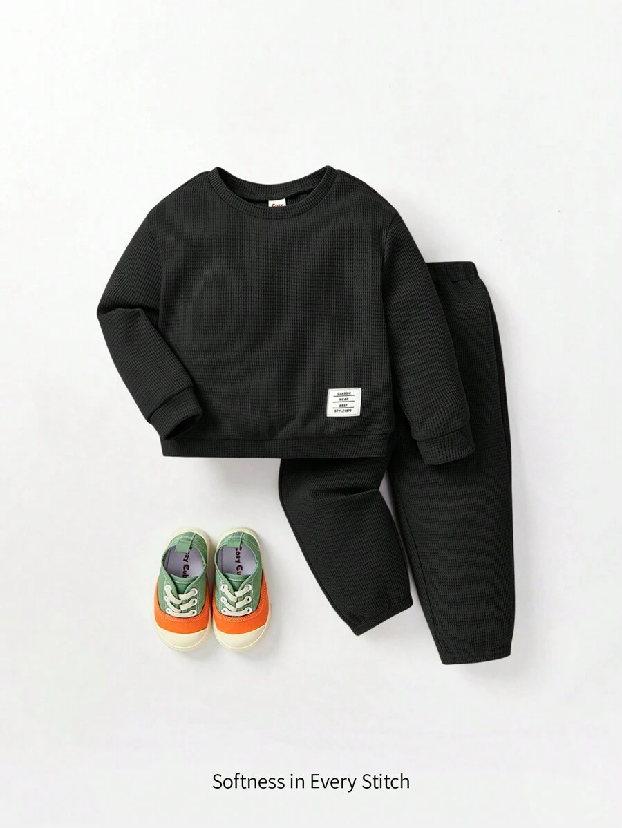 Cozy Pixies Babyjongen Letterpatchversiering Pullover & trainingsbroek