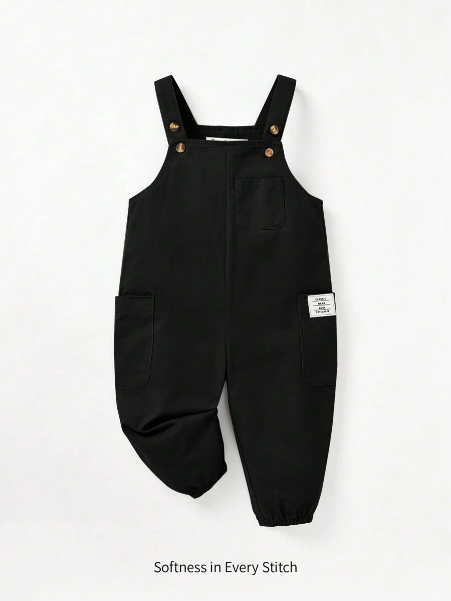 Cozy Pixies Baby Jungen Overall Jumpsuit Buchstabe Flicken, seitlicher Tasche,