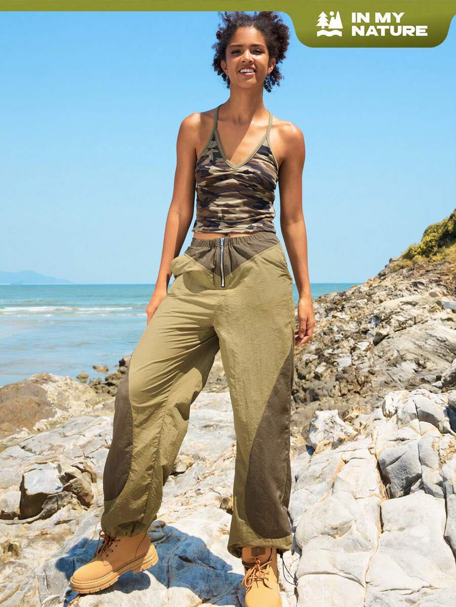 In My Nature In My Nature Hose mit Farbblock, Schnürzug am Saum, breitem Beinschnitt, Outdoor